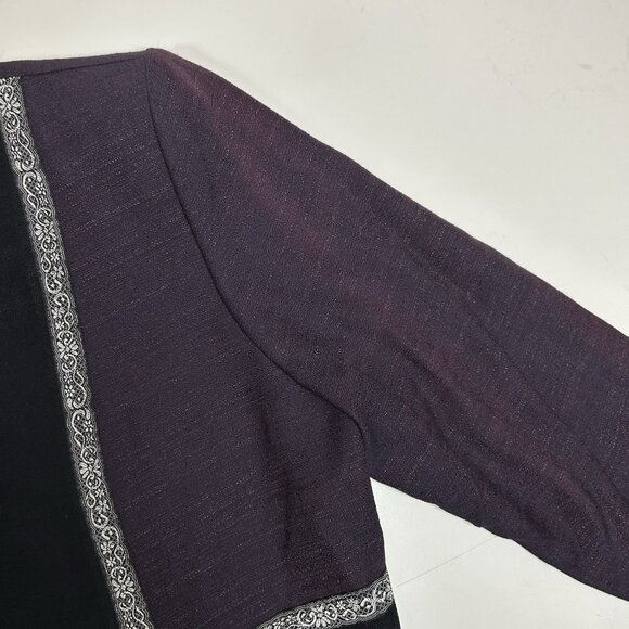 Vtg D.J. Summers Women 2Pc Jacket & Pants Set Black Purple Lace Line Sz 10 USA - Picture 3 of 13